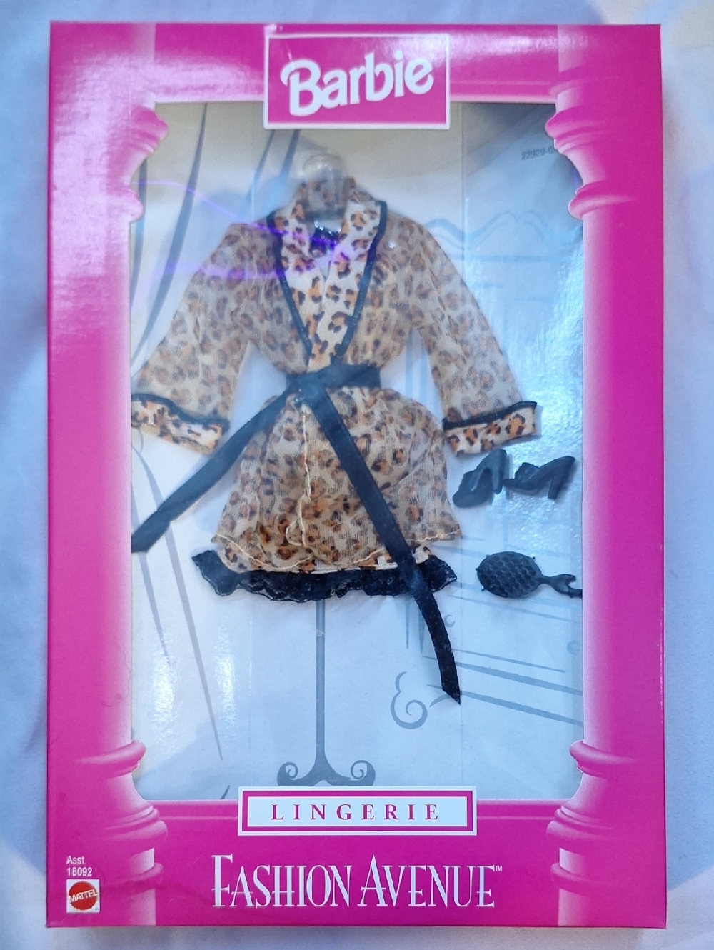 Barbie Leopard Print Lingerie Robe with Black Trim